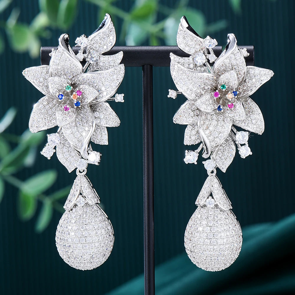 Flower Drop Earrings Crossover