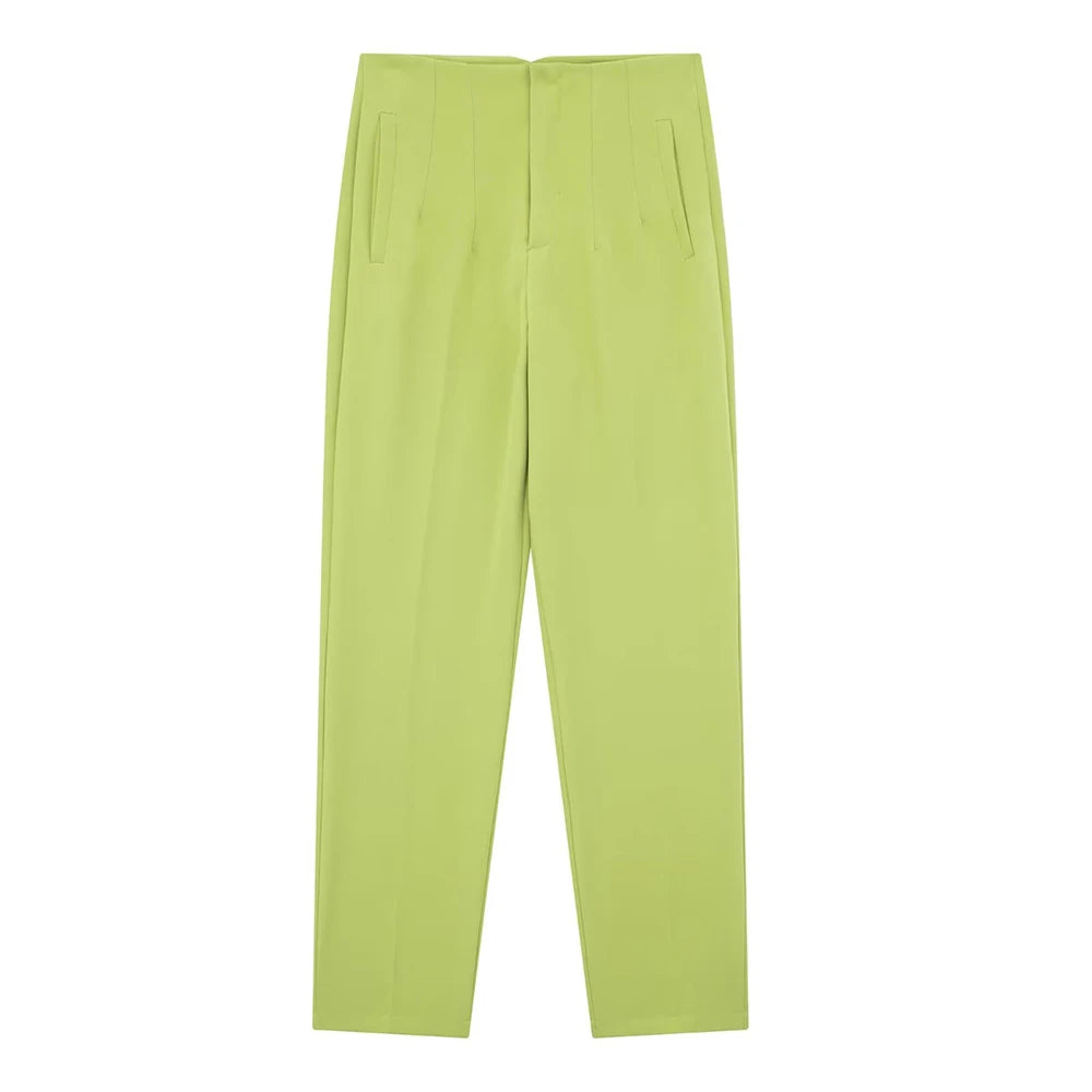 Straight Pants High Waist Front Zipper Trouser