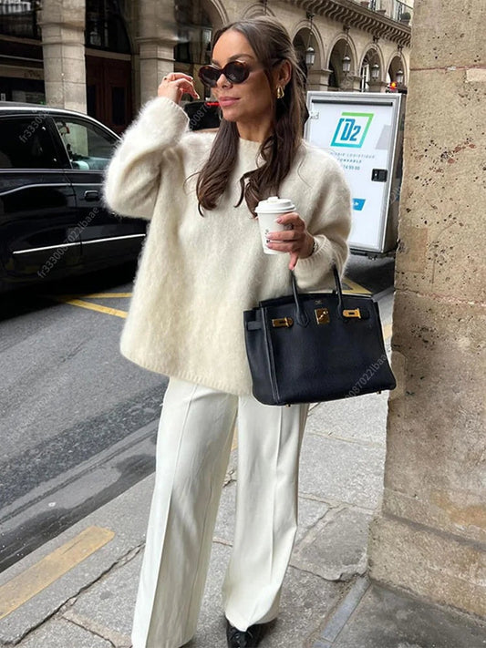 O-hals Dikke Gebreide Trui